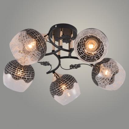 Люстра XA1638B/5 BK+FGD черный/золото 5х60W E27 d560 h250, HN25